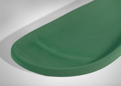 Dettaglio suola verde ergonomica